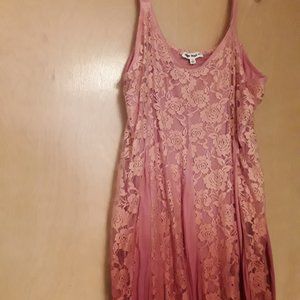 Pink lace flowy boho maci dress Xl New